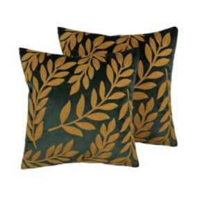 Zestaw 2 poduszek Wzór roślinny Mistletoe Welur 45 x 45 cm Zielony Złoty 1 par.