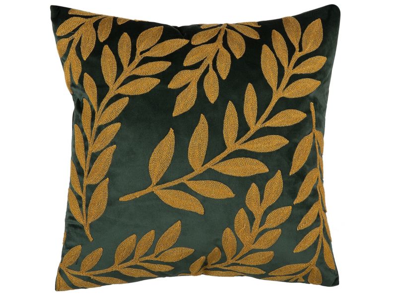 Zestaw 2 poduszek Wzór roślinny Mistletoe Welur 45 x 45 cm Zielony Złoty 1 par.