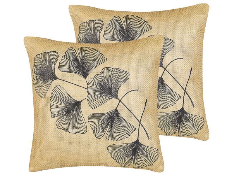 Zestaw 2 poduszek Wzór roślinny Wakad Boucle 45 x 45 cm Beżowy 1 par.