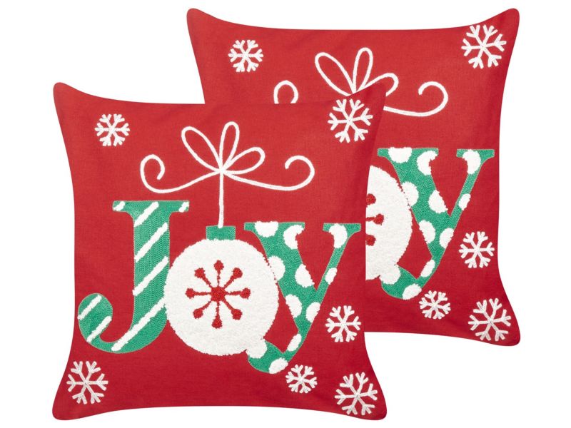 Zestaw 2 poduszek Z napisami Gingerbread Bawełna 45 x 45 cm Czerwony 1 par.