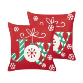 Zestaw 2 poduszek Z napisami Gingerbread Bawełna 45 x 45 cm Czerwony 1 par.