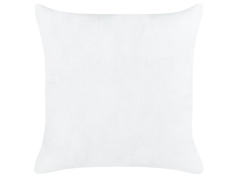 Zestaw 2 poduszek Z napisami Mindala Len 50 x 50 cm Złamana biel 1 par.