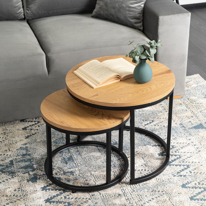 Zestaw 2 Stolików DELIA Mebel Elite Loft Ław 2w1 Dąb Złoty 1 szt