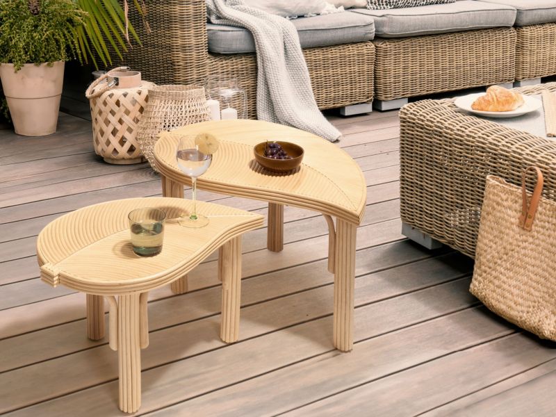 Zestaw 2 stolików kawowych Paralia Rattan Naturalny 1 par.