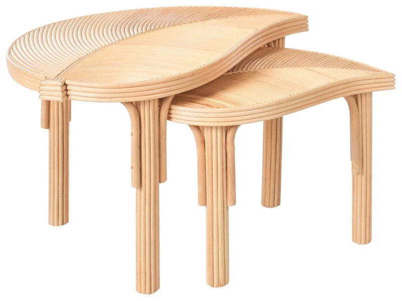 Zestaw 2 stolików kawowych Paralia Rattan Naturalny 1 par.