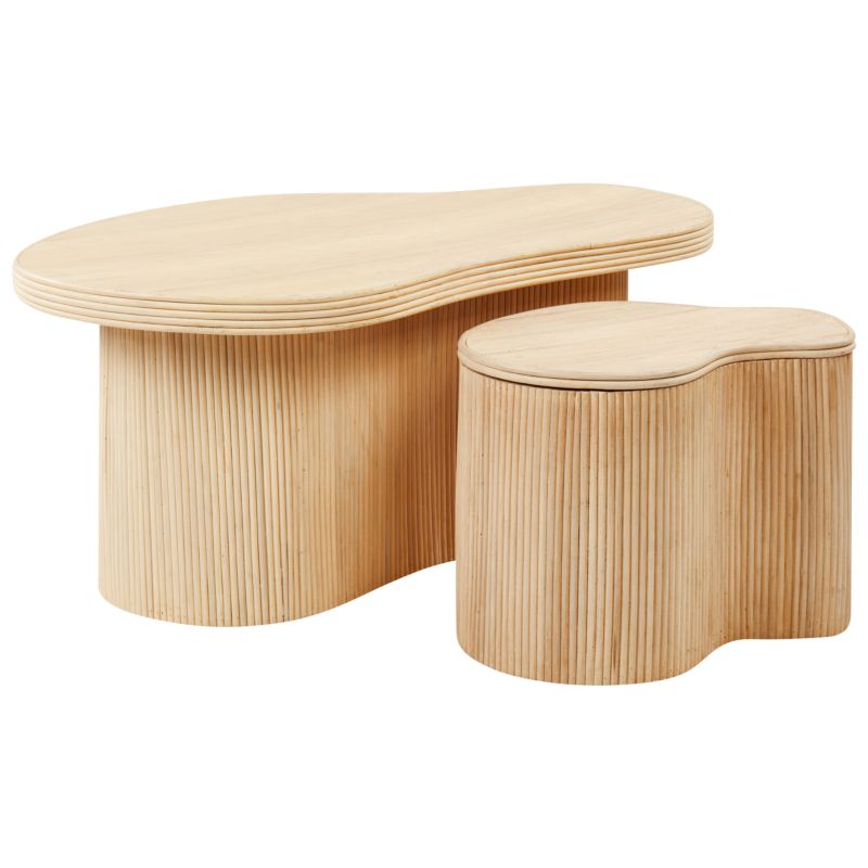 Zestaw 2 stolików kawowych Salanti Rattan Naturalny ze schowkiem 1 par.