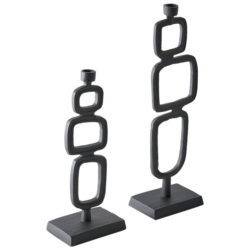 Zestaw 2 świeczników Sipanje Metal 35/48 cm Czarny 1 par.