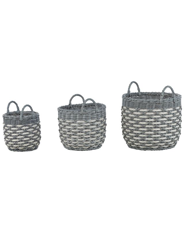 Zestaw 3 doniczek Gefira Technorattan 31/39/49 cm Szary 1 kpl
