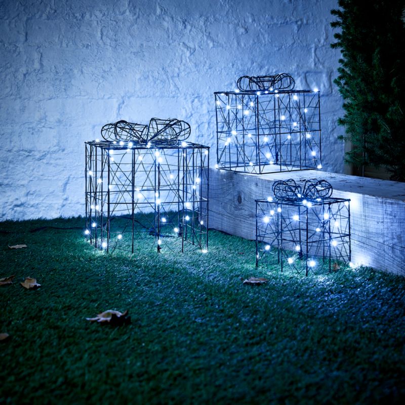 Zestaw 3 metalowych prezentów LED