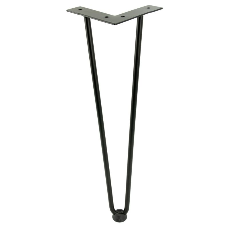 Zestaw 3 nóżek meblowych B&B typu Hairpin wysokość 41 cm 2 pręty kolor czarny 3 szt