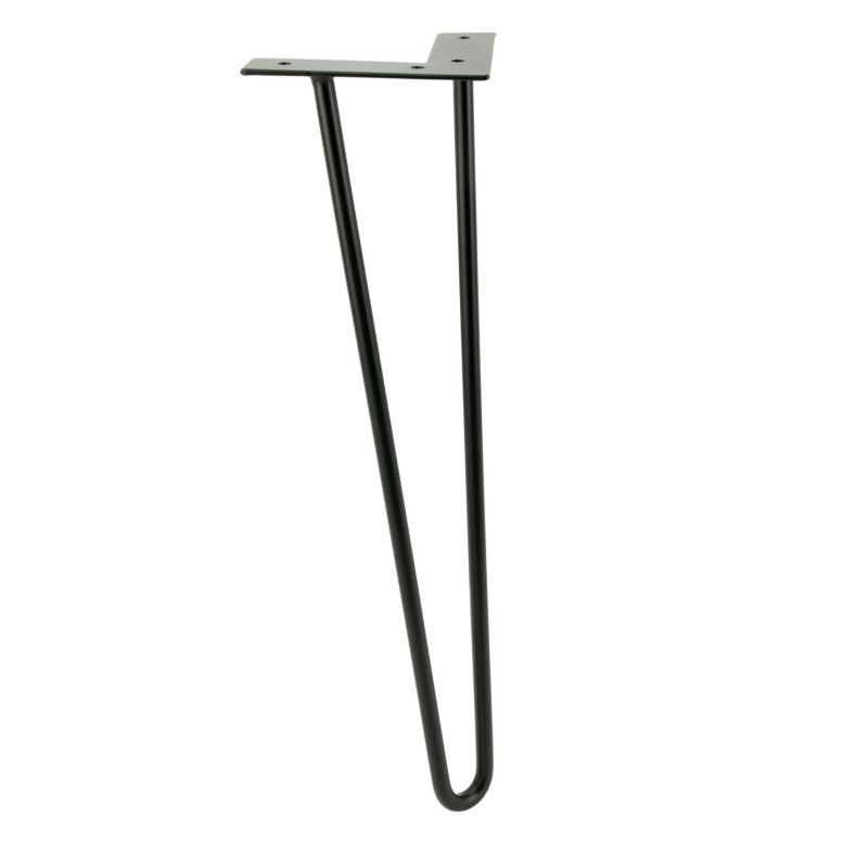 Zestaw 3 nóżek meblowych B&B typu Hairpin wysokość 41 cm 2 pręty kolor czarny 3 szt