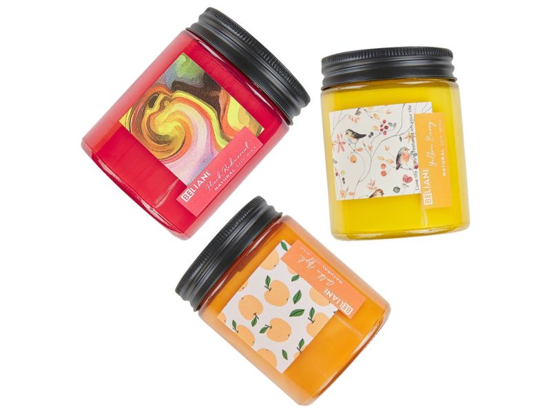 Zestaw 3 świeczek zapachowych Fruity bloom Wosk sojowy Nuty owocowe 1 kpl