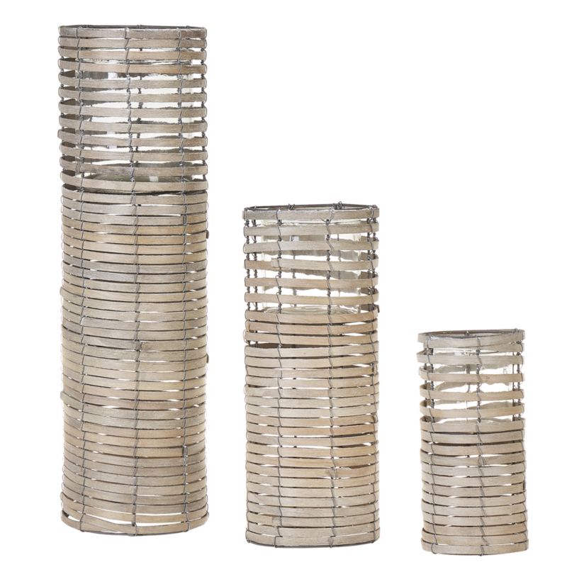 Zestaw 3 świeczników Rovare Drewno topolowe 60/39/25 cm Szary 1 kpl