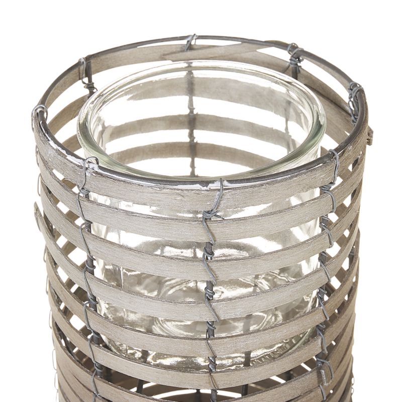 Zestaw 3 świeczników Rovare Drewno topolowe 60/39/25 cm Szary 1 kpl