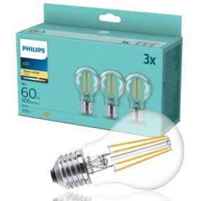 Zestaw 3x żarówka LED Philips classic 60W A60 E27 WW CL ND3PFDisc 1op.