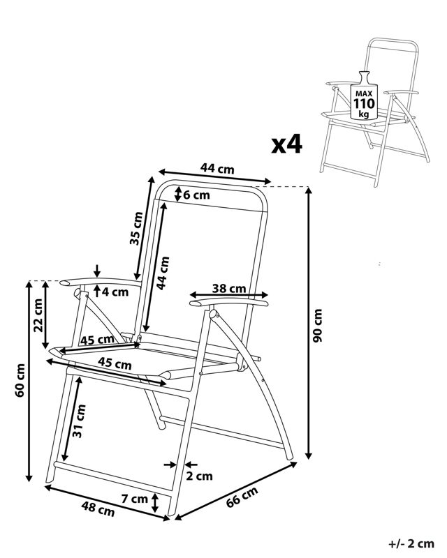 Zestaw 4 krzeseł ogrodowych Livo Metal Czarny 1 kpl