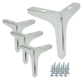 Zestaw 4 nóżek meblowych B&B Kotwica srebrny chrom wysokość 15 cm  4 szt