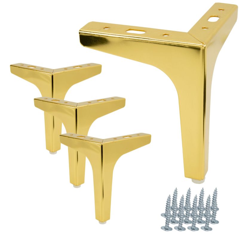 Zestaw 4 nóżek meblowych B&B Kotwica Złoty chrom, wysokość 15 cm  4 szt