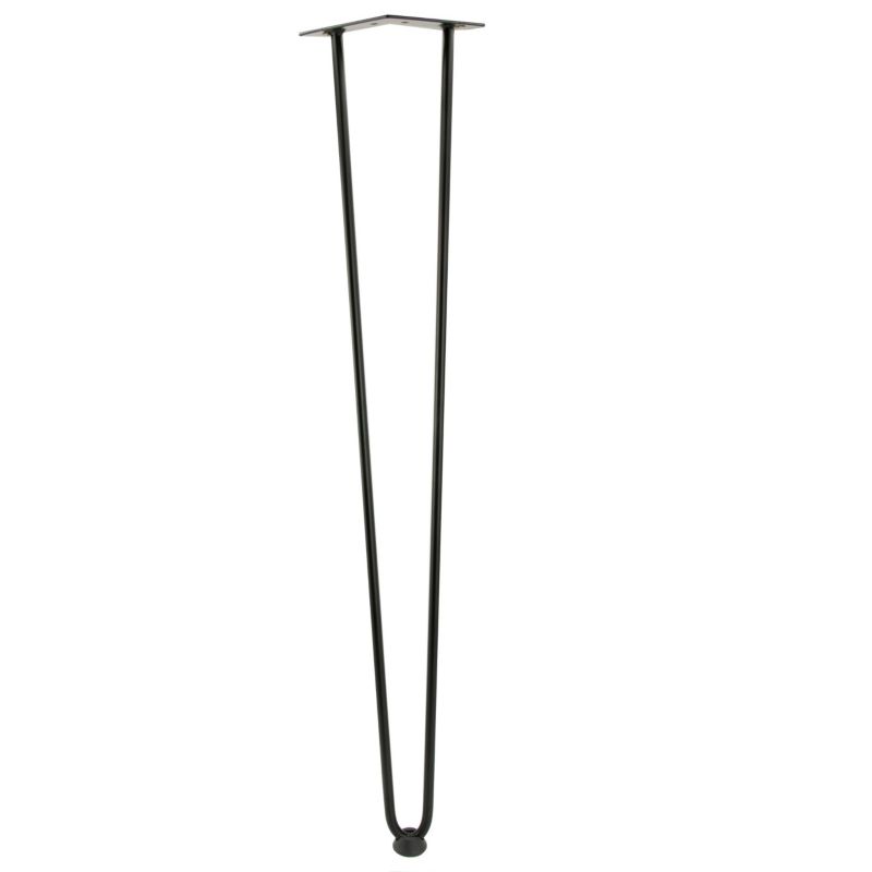 Zestaw 4 nóżek meblowych B&B typu Hairpin wysokość 71 cm 2 pręty kolor czarny ze stopkami plastikowymi 4 szt