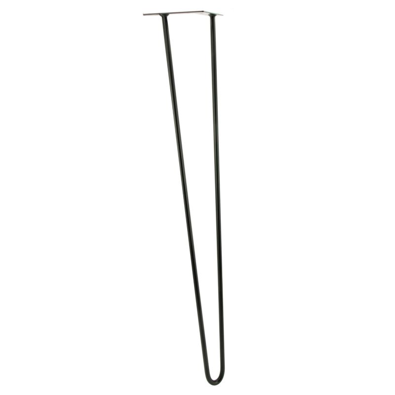 Zestaw 4 nóżek meblowych B&B typu Hairpin wysokość 71 cm 2 pręty kolor czarny ze stopkami plastikowymi 4 szt
