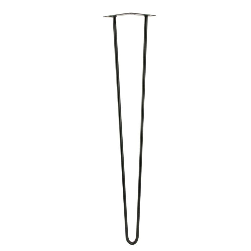 Zestaw 4 nóżek meblowych B&B typu Hairpin wysokość 71 cm 2 pręty kolor czarny ze stopkami plastikowymi 4 szt
