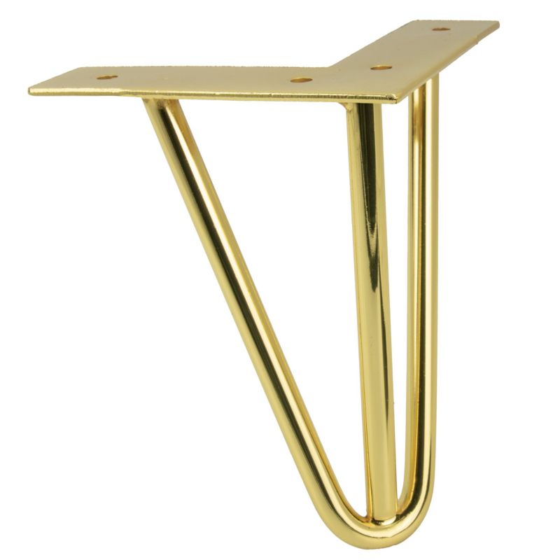 Zestaw 4 nóżek meblowych Hairpin legs złoty połysk wysokość 15 cm 4 szt