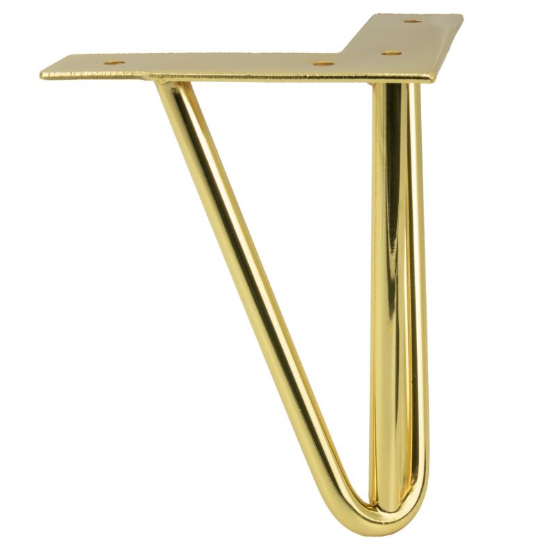 Zestaw 4 nóżek meblowych Hairpin legs złoty połysk wysokość 15 cm 4 szt