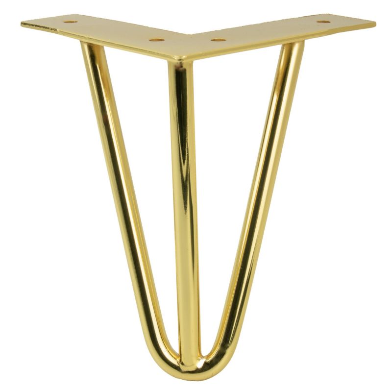 Zestaw 4 nóżek meblowych Hairpin legs złoty połysk wysokość 15 cm 4 szt