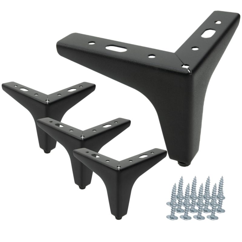 Zestaw 4 sztuk noga meblowa Kotwica czarny mat wysokość 10 cm  4 szt nóżek + 16 wkrętów GRATIS B&B