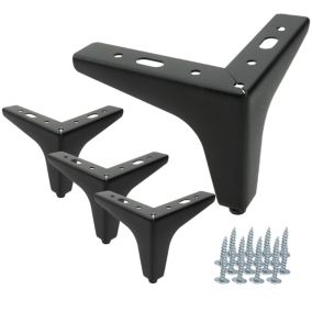 Zestaw 4 sztuk noga meblowa Kotwica czarny mat wysokość 10 cm  4 szt nóżek + 16 wkrętów GRATIS B&B