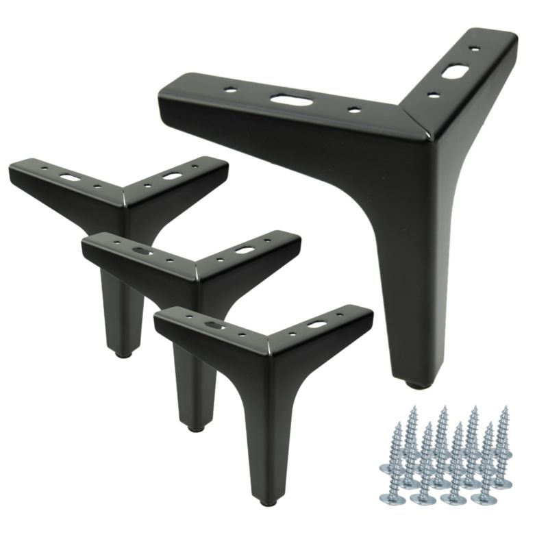 Zestaw 4 sztuk noga meblowa Kotwica czarny mat wysokość 13 cm  4 szt nóżek + 16 wkrętów GRATIS B&B