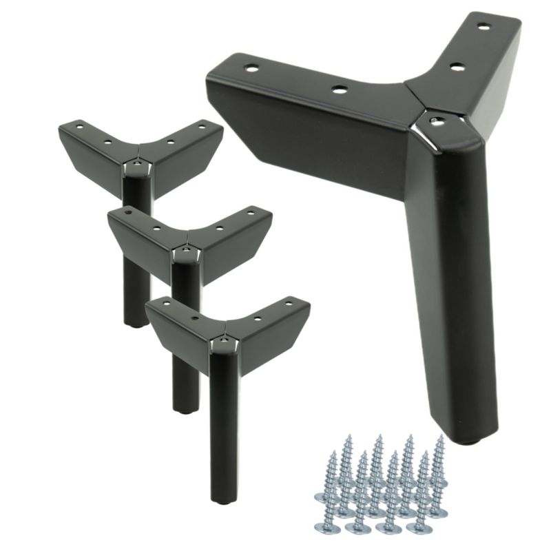 Zestaw 4 sztuk noga meblowa Kotwica Loft czarny mat wysokość 12 cm  4 szt nóżek + 16 wkrętów GRATIS B&B