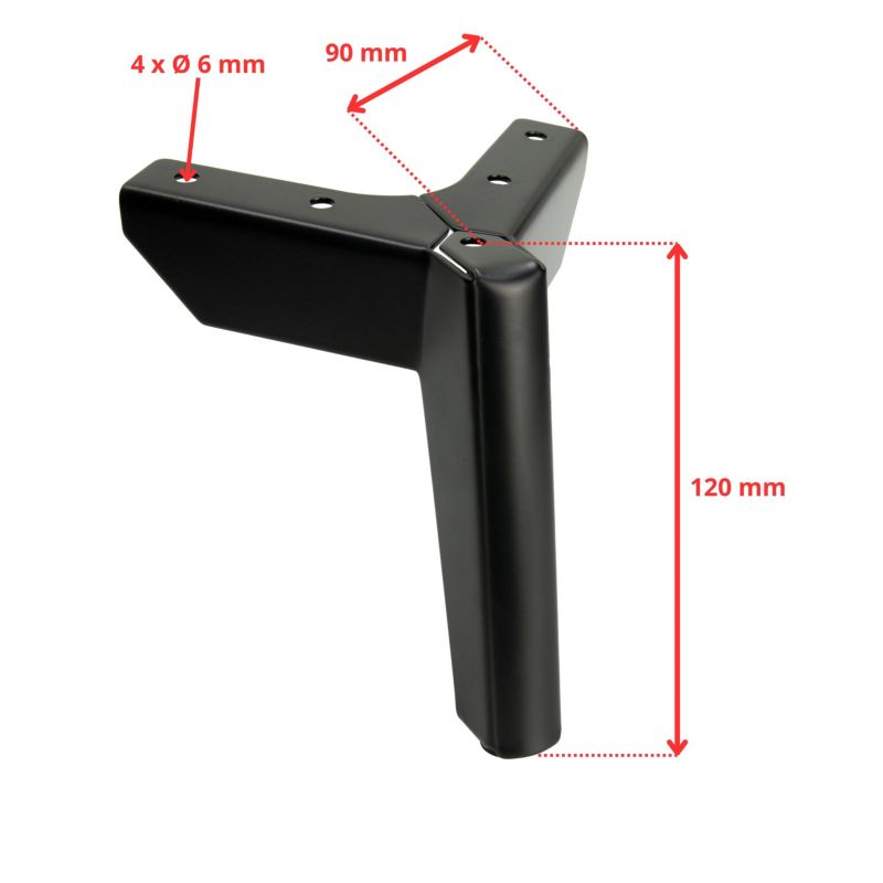 Zestaw 4 sztuk noga meblowa Kotwica Loft czarny mat wysokość 12 cm  4 szt nóżek + 16 wkrętów GRATIS B&B
