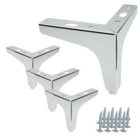 Zestaw 4 sztuk noga meblowa Kotwica srebrny chrom wysokość 10 cm  4 szt nóżek + 16 wkrętów GRATIS B&B