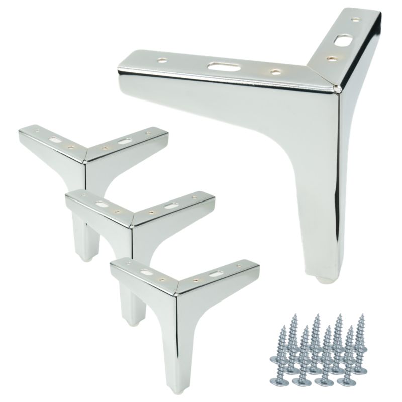 Zestaw 4 sztuk noga meblowa Kotwica srebrny chrom wysokość 13 cm  4 szt nóżek + 16 wkrętów GRATIS B&B