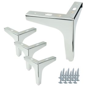 Zestaw 4 sztuk noga meblowa Kotwica srebrny chrom wysokość 13 cm  4 szt nóżek + 16 wkrętów GRATIS B&B