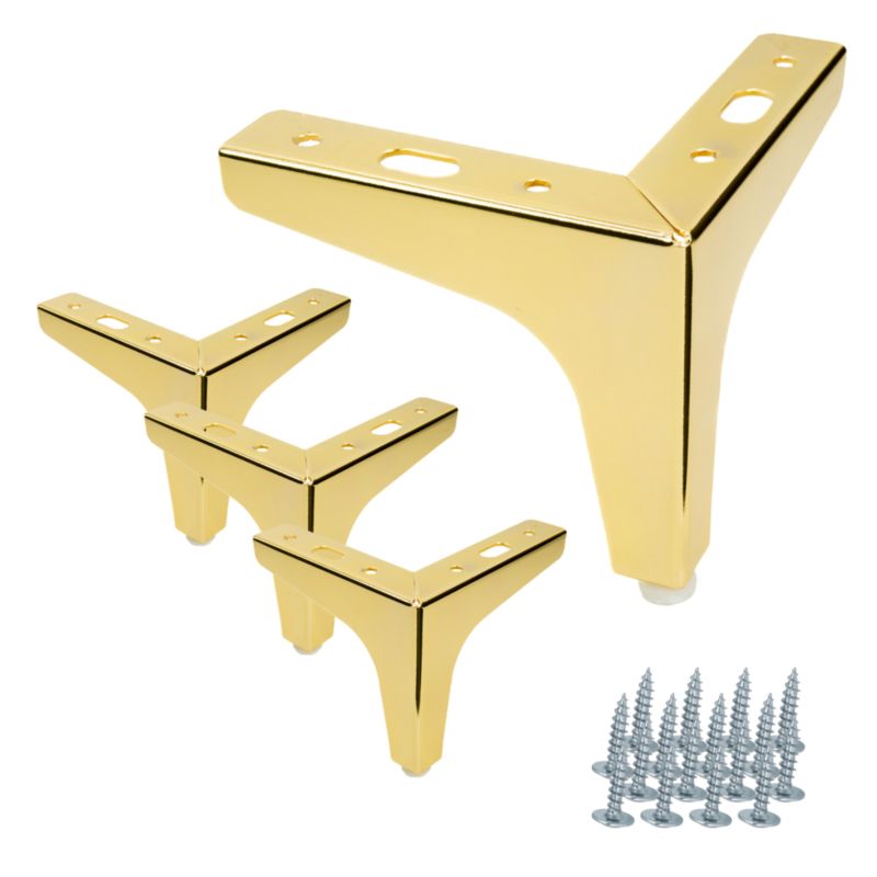 Zestaw 4 sztuk noga meblowa Kotwica złoty chrom wysokość 10 cm  4 szt nóżek + 16 wkrętów GRATIS B&B