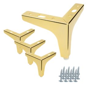 Zestaw 4 sztuk noga meblowa Kotwica złoty chrom wysokość 10 cm  4 szt nóżek + 16 wkrętów GRATIS B&B