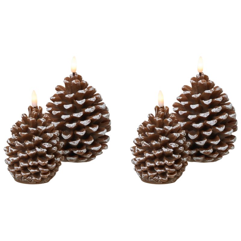 Zestaw 4 świec LED Ivresse 15/12 cm Szyszka Brązowy 1 kpl