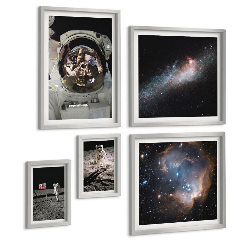 Zestaw 5 Obrazów ArtPrintCave (2x50x50+2x20x30+40x60cm) Srebrna rama ...