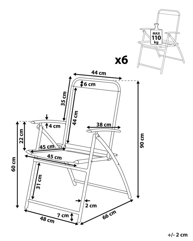Zestaw 6 krzeseł ogrodowych Livo Metal Czarny 1 kpl