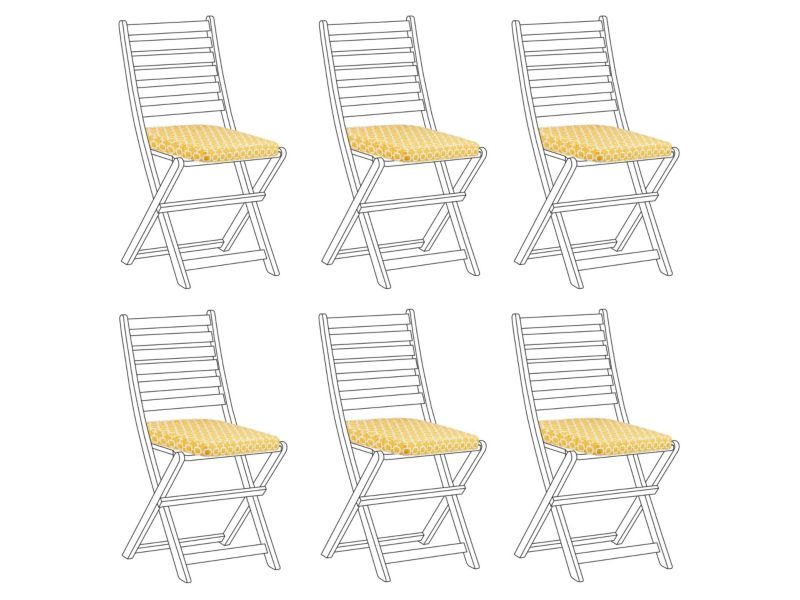 Zestaw 6 poduszek siedziskowych Wzór geometryczny Tolve 39 x 31 cm Żółty 1 kpl