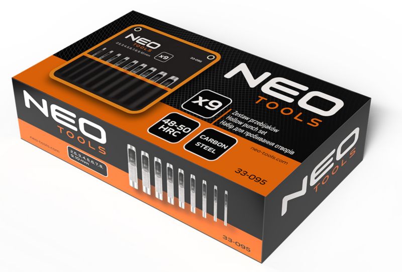Zestaw 9 przebijaków NEO TOOLS średnica 2,5-10 mm, oxford pouch 1 kpl