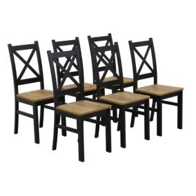 Zestaw Bonni 6x Krzesło drewniane do jadalni Czarny/Dąb Craft 1 kpl.