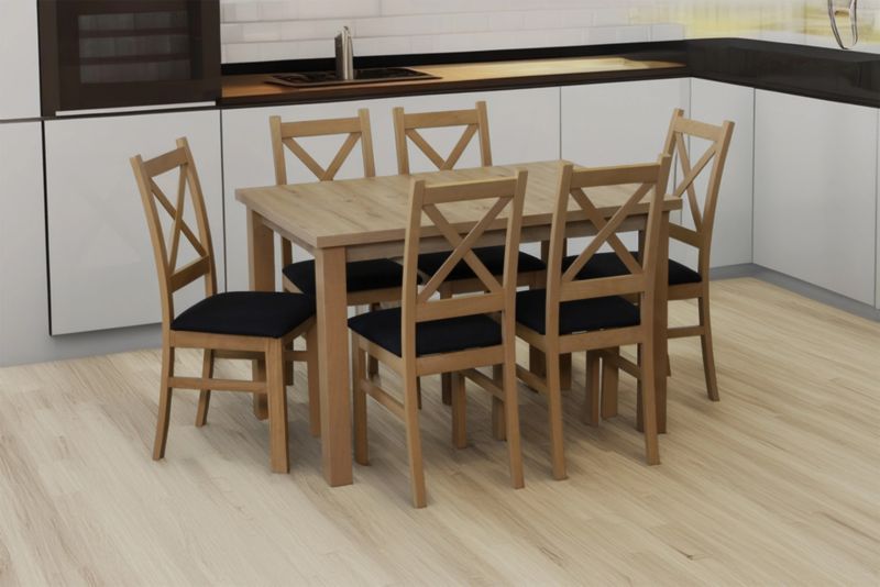 Zestaw Bonni 6x Krzesło tapicerowane do jadalni Dąb Artisan/Czarny 1 kpl.