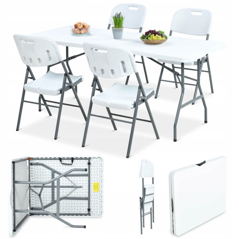 Zestaw Cateringowy Focus Garden Biesiadny Bankietowy Stół 180 cm  4x Krzesła 1 szt