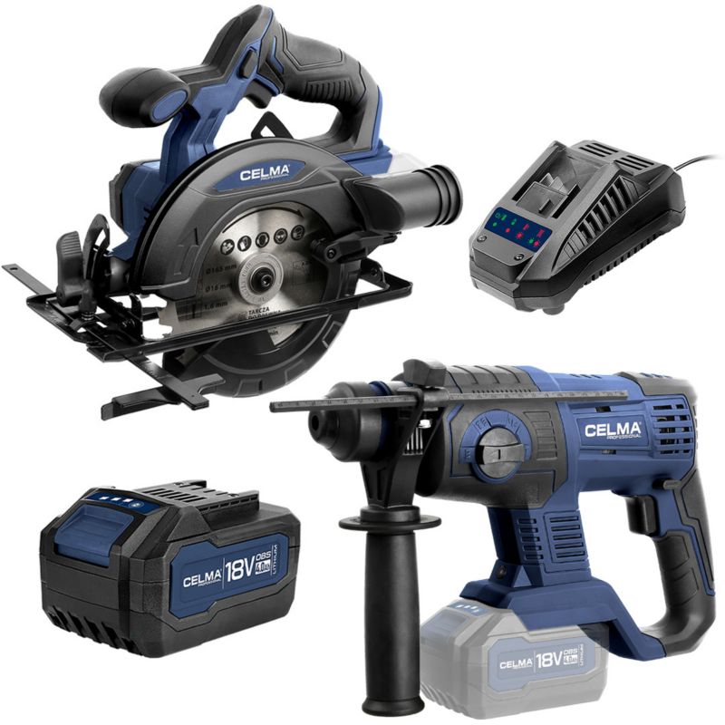 Zestaw CELMA Professional Młot udarowo-obrotowy PRWg 2-20OBS + Pilarka tarczowa DBRc-Li 18OBS + 1xAku4Ah + Ładowarka LD1 1 szt.
