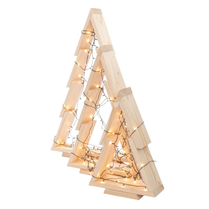 Zestaw choinek drewnianych MODO24 3w1 stojących drewno naturalne 59,5 x 48 cm 1 kpl