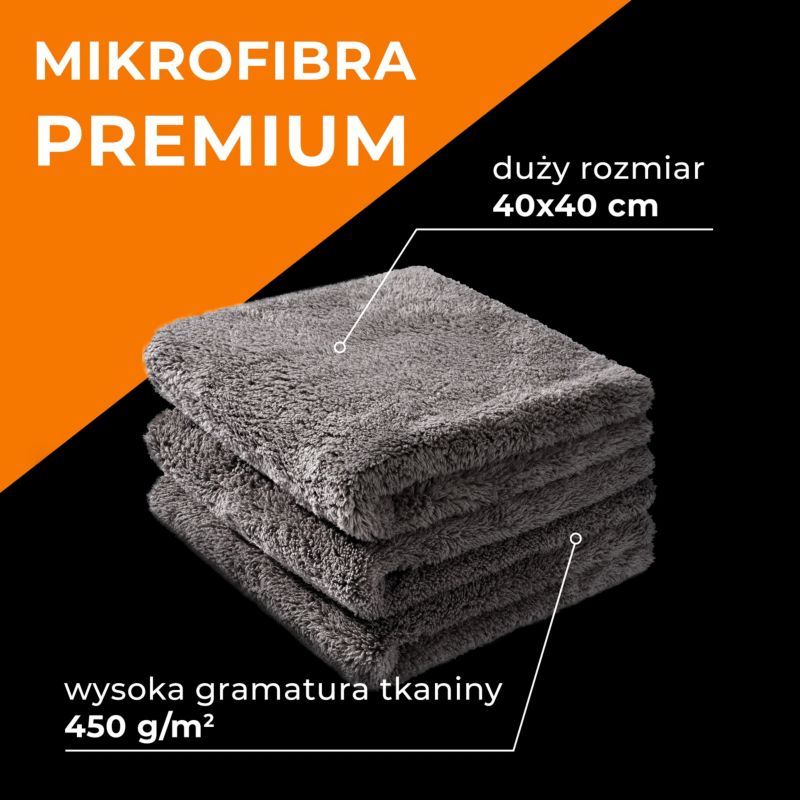 Zestaw ściereczek z mikrofibry 40x40 cm QUEST, ściereczka do mycia i polerowania karoserii - szary, 6 szt.