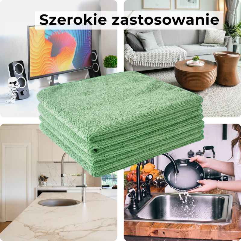 Zestaw ściereczek z mikrofibry 40x40 cm QUEST, uniwersalna ściereczka do czyszczenia - niebieska, 12 szt.